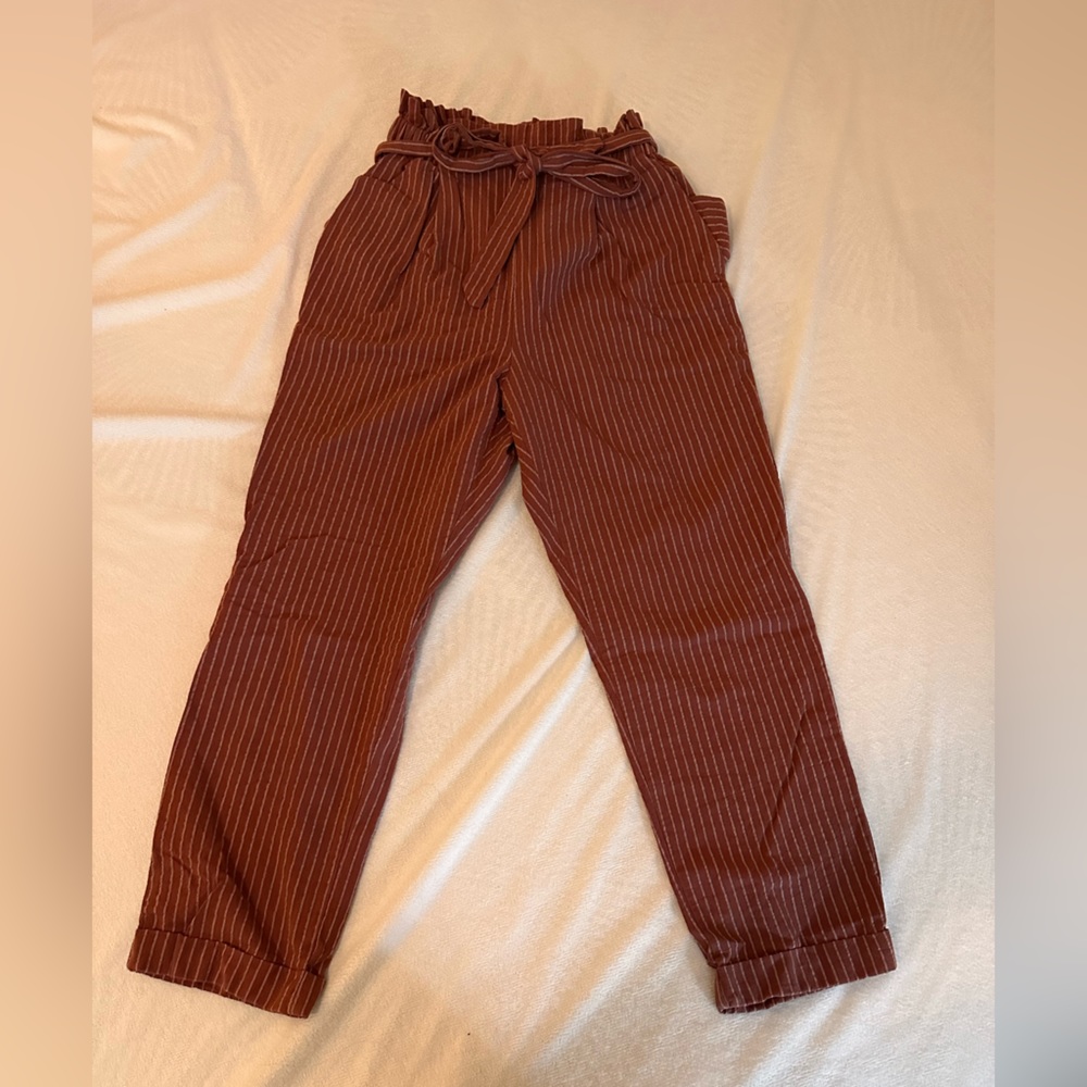 Dark red striped pants